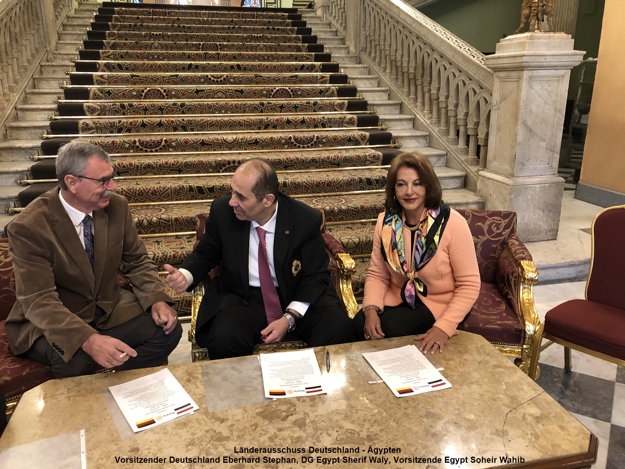 Signatories: from left to right Eberhard Stephan (Chair Germany, Sherif Waly (DG 2019/2020), Soheir Wahib (Chair Egypt) -